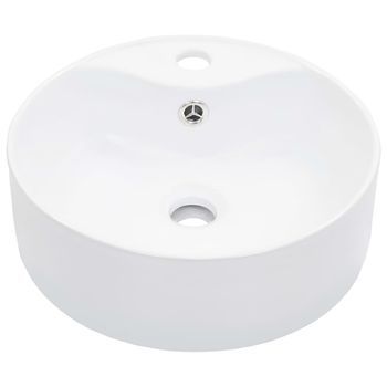 Lavabo De Baño Moderno | Lavabo Con Rebosadero 36x13 Cm Cerámica Blanco