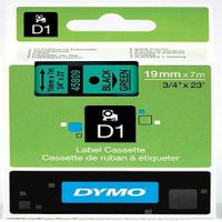 dymo 45809 s0720890 original label tape 19mm x 7m black on green