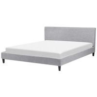 cama tapizada en tela gris claro 180 x 200 cm marco de listones cabecero estilo contemporaneo fitou