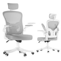 silla de oficina ergonomica con altura ajustable reposacabezas reposabrazos abatibles y soporte lumbargris rattantree