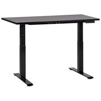 escritorio de altura regulable electrico oficina moderna patas cuadradas 120 x 72 cm tablero negro soporte de acero negro destines