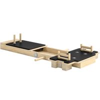 sportnow pilates reformer multifuncional con bandas de resistencia asas rueda abdominal para casa gimnasio natural   aosom espana
