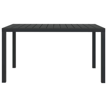 Mesa De Jardín | Mesa De Exterior De Aluminio Y Wpc Negra 150x90x74 Cm