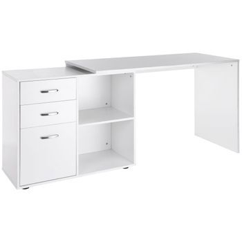 Escritorio Modular De Esquina O Recto De Mdf Blanco, Homcom, 117/162 X 83,5/50 X 76 Cm – Blanco