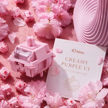 Interruptores Táctiles Akko Creamy Purple U1 45g±8g, Lubricados de Fábrica, Suaves, de 5 Pines, Intercambiables en Caliente, Accesorios para Teclado Mecánico