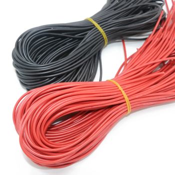 Cable de Silicona de Alta Calidad de 10 Metros/Lote, Calibres 10, 12, 14, 16, 18, 20, 22, 24, 26, 28, 30 AWG, 5m Rojo y 5m Negro