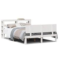 estructura de cama con cabecero madera pino blanco 120x190 cm