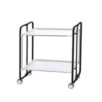 carrito auxiliar con ruedas bahuaus armazon negro 2 bandejas blancas