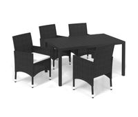 juego muebles jardin 5 piezas con cojines ratan sintetico negro longitud mesa 150 cm