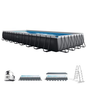 Piscina Desmontable Ultra XTR Frame Intex con Depuradora de Arena, 975x488x132 Cm, Gris Oscuro