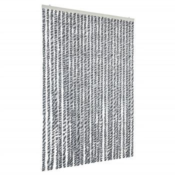 Cortina Antimoscas Chenilla Gris Negro Y Blanco 118x220 Cm Vidaxl