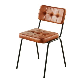 Silla capitoné de piel de búfalo tintada en marrón