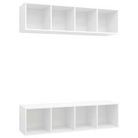 muebles de salon de pared 2 uds  mueble tv madera ingenieria blanco cfw19311