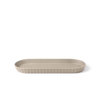Bandeja ovalada opaca en polipropileno taupe 37,5x15 cm