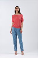jersey de manga corta en mezcla de viscosa coral