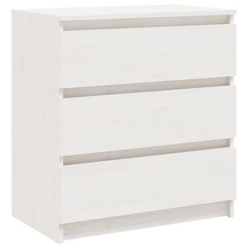 Mesita De Noche | Mesa Auxiliar | Mesilla Madera Maciza De Mango Blanco 60x36x64 Cm