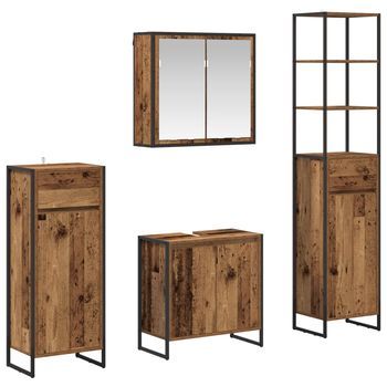 Juego De Muebles De Baño | Armario De Baño Madera Vieja Madera De Ingeniería