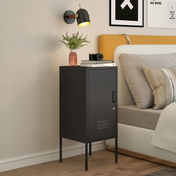 Mesa De Noche Hausjärvi 82x35x35 Cm Acero - Negro [en.casa]