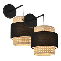 2 lamparas de pared southampton 1xe14 metal-plastico 36x30x18 cm - negro y beige luxpro