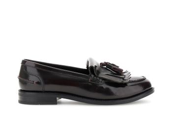 mocasines de piel cepillada con flecos bordeaux 36