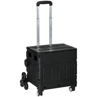homcom carrito de compra sube escaleras plegable mango telescopico soporta hasta 65 kilos negro   aosom espana
