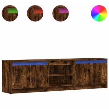 Mueble De Tv Led Madera Ingeniería Roble Ahumado 180x34x50 Cm Vidaxl