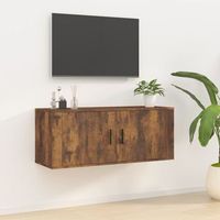 mueble tv de pared  mueble de salon  armario tv roble ahumado 100x345x40 cm cfw778736