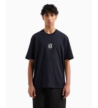 A|X Armani Exchange para hombre. XM000363AF12308UB101 Camiseta Logo marino (XL), Casual, Algodón, Manga corta