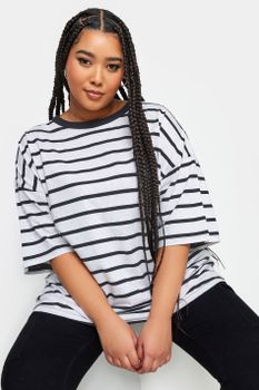 Yours Camiseta Gris Claro Con Rayas, Mujer Curvy Y Tallas Grandes, Yours