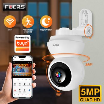 FUERS 4K 8MP WiFi cámara IP con soporte ajustable Tuya cámara de vigilancia inalámbrica de seguridad para el hogar inteligente Monitor de bebé Mini cámara