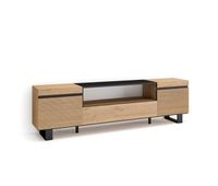 mueble tv television muebles de salon almacenaje 200x35x57cm para tv hasta 80 diseno industrial estilo moderno roble