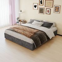 estructura de cama 160x200 cm gris con elevacion hidraulica y almacenamiento