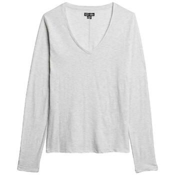 Superdry Camiseta manga larga T-shirt manches longues coupe ajustée col en V para mujer
