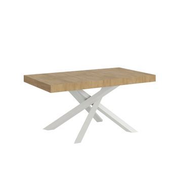 Mesa Extensible 90x180/440 Cm Volantis Roble Natural Estructura Blanco