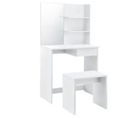 juego de tocador katrineholm mesa de maquillaje con espejo y taburete mdf 141 x 75 x 397 cm - blanco encasa