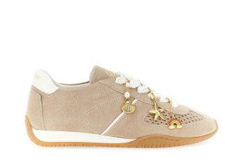 zapatillas de running con cordones en ante perforado taupe 36