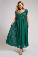 yours london vestido largo cruzado de gasa y encaje mujer curvy y tallas grandes yours london