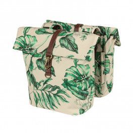 Basil Alforjas Ever-green 28-32l Con Reflectante Cierre Mosqueton Poliester Beige/hojas
