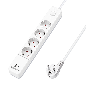 Aigostar Regleta alargador de 4 enchufes con cable de 1,5 metros e interruptor de USB+TYPE C
