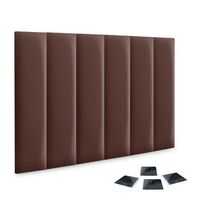 dhome juego de 6 paneles tapizados de polipiel premium pack autoadhesivos para pared acusticos absorbentes proteccion chocolate 60x20cm x6