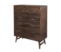 comoda ashton de color marron de estilo retro mide 125x100x45 cm y tiene 6 cajone