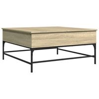 mesa de centrormesa auxiliarrmesa de cafe madera ingenieria metal roble sonoma 95x95x45 cm
