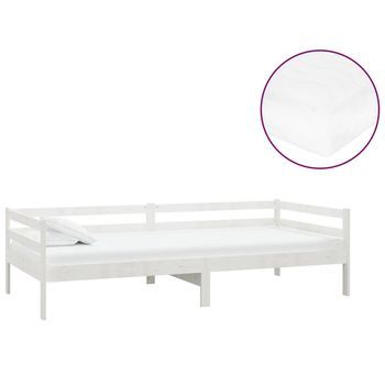 Sofá Cama Con Colchón Madera De Pino Maciza Blanco 90x200 Cm Vidaxl