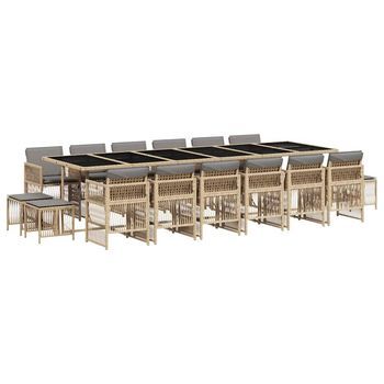 Set Comedor De Jardín 17 Pzas Con Cojines Ratán Sintético Beige Vidaxl