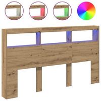 cabecero de cama con led roble artesanal 180x17x102 cm vidaxl