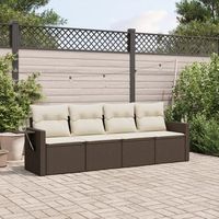 conjunto de sofas de jardin 4 uds  mueble jardin mesa y sillas y cojines ratan sintetico marron cfw676654