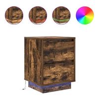 mesillas de noche con luces led 2 uds roble ahumado 38x34x50 cm vidaxl