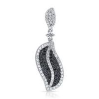 colgante plata circonita blanca y negra pave