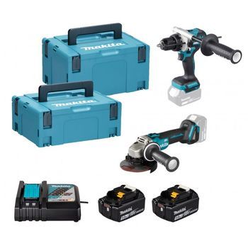 Makita Dlx2552tj - Kit Combo Lxt Taladro Combinado Sin Escobillas Dhp492 Y Miniamoladora Angular Dga504