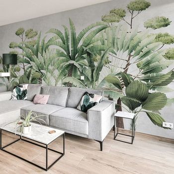 Papel pintado autoadhesivo palmeras fondo gris 400x300cm